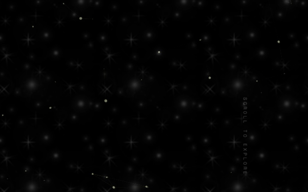 Snapshot of the creep experiment mid-transformation: a dense starfield with faint constellation lines overtaking this page's quiet dark background